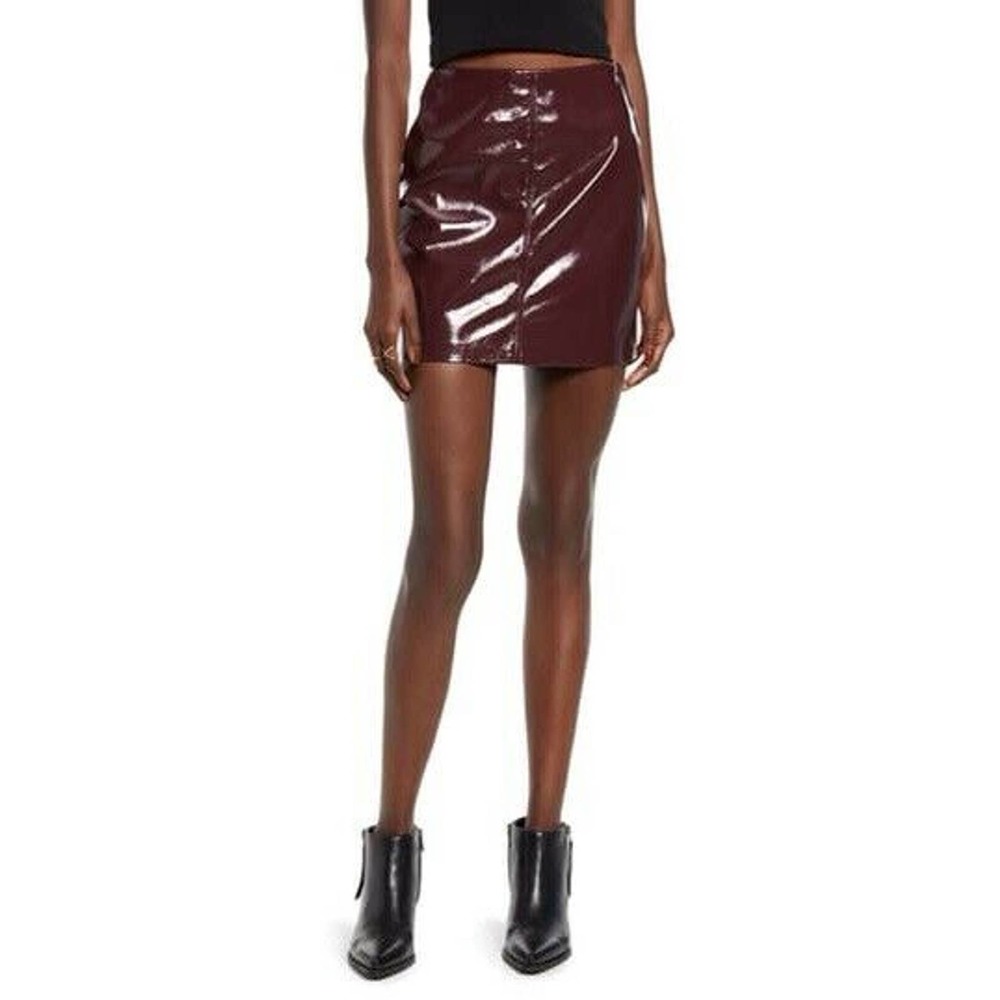 BLANKNYC Raspberry Beret Vegan leather Mini Skirt